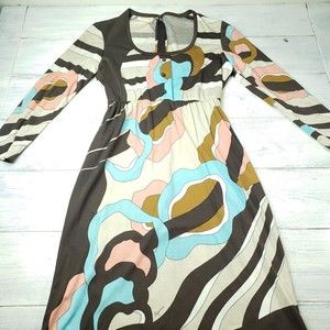 Vintage PAGANNE by GENE BERK Art Deco Psychedelic Print 70s Dress
